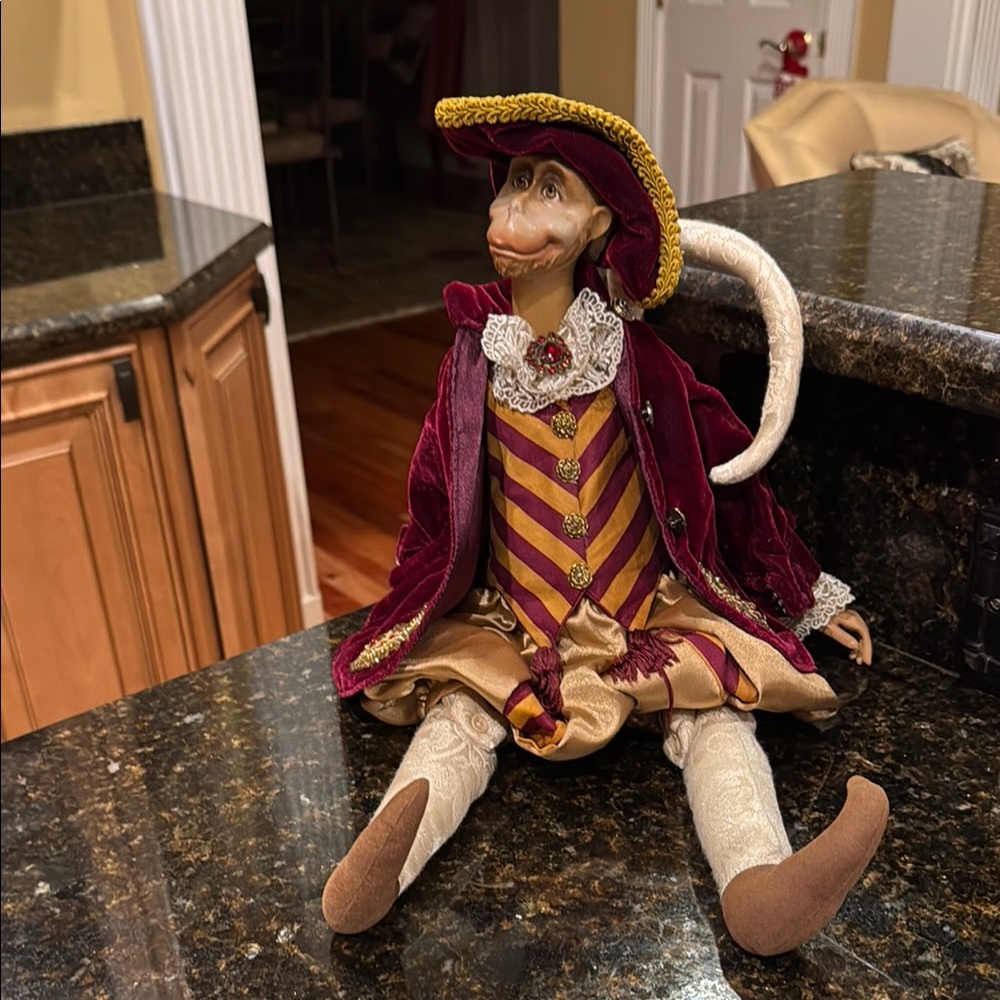Elegant Burgundy and Gold Monkey Accent piece